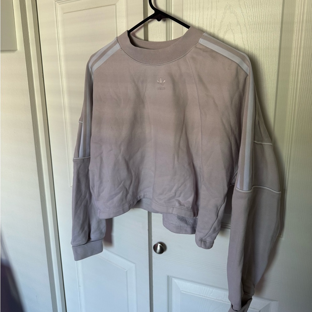 Adidas Women's Lilac and White Cropped Sweatshirt